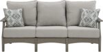 Signature Design by Ashley Visola Outdoor Patio Sofa with All-Weather Cushion and 2 Throw Pillows, Cleanable Performance Fabric, 19.88" Seat Height, Gray - Image 8