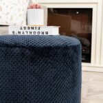 Ottoman Foot Rest Stuffed Round Boho Comfortable Floor Poof Seating Armchair Foot Stool Floor Cushion Bean Bag Pouf Ottoman 18x18x14 Inch Navy Blue - Image 8
