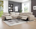 AMERLIFE Power Recliner Sectional Sofa with Storage/USB Port, Leather Recliner Sofa with Adjustable Headrest, Reclining Sectional Couches with Console and Cup Holder for Living Room (Beige Brown) - Image 2