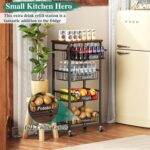 OKZEST Fruit Basket, 5-Tier Utility Kitchen Organizer and Storage Cart with Pull-Out Baskets and Wood Top, Rolling Pantry Kitchen Cart on Wheels for Fruit Potato Onion Vegetable Snack Produce - Image 8