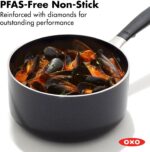 OXO 1.6QT Non-Stick Every Day Sauce Pan with Glass Lid, BPA-Free Comfort Grip Silicone Handle, Dishwasher & Oven Safe, PFAS-Free Ceramic Skillets, Sauce & Soup Chef Pot, Drip-Free, Black - Image 3