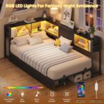 Hasuit Corner Bed Frame Twin XL with Storage Drawers and Bookcase Headboard, Metal Platform Corner Bed Frame with Charging Station and LED Lights, Twin XL Size Daybed for Kids Teens Guests, Black - Image 7