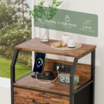 Furnulem Night Stand with Charging Station, USB Ports and Outlets, 28.3 Inch Tall Bedside Table with Wood Shelf, 3 Fabric Drawers Side Table for Bedroom, 3 Ways to Use, Rustic Brown - Image 9