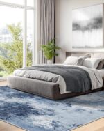 AMADA HOMEFURNISHING 8x10 Area Rugs for Living Room, Modern Washable Rug with Non-Slip Backing & Low Pile, Large Rug with Abstract Print Pattern for Bedroom, Dinning Room,Home Office, Dark Blue - Image 4