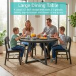 NUTIKAS 42 Inch Round Dining Table for 4, Modern Black Wood Grain Kitchen Table with Cross Metal Legs, Circular Industrial Dinner Table for Small Spaces, Breakfast Nook, Apartment, Office - Image 4