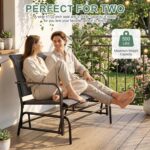 Shintenchi 2-Person Outdoor Glider Bench with Breathable Fabric, Steel Frame Patio Swing Chair, Ergonomic Design Metal Rocking Bench Loveseat for Patio, Backyard, Poolside, Gray - Image 4