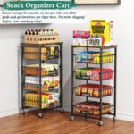 OKZEST Fruit Basket, 5-Tier Utility Kitchen Organizer and Storage Cart with Pull-Out Baskets and Wood Top, Rolling Pantry Kitchen Cart on Wheels for Fruit Potato Onion Vegetable Snack Produce - Image 6