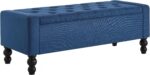 50" W Storage Ottoman Bench with Safety Hinge, Load up to 660 lb Ottoman with Storage, Upholstered Tufted Entryway Bench with Seating for Living Room, Bedroom, Entryway, Blue - Image 8