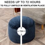 Ottoman Foot Rest Stuffed Round Boho Comfortable Floor Poof Seating Armchair Foot Stool Floor Cushion Bean Bag Pouf Ottoman 18x18x14 Inch Navy Blue - Image 3