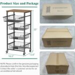 OKZEST Fruit Basket, 5-Tier Utility Kitchen Organizer and Storage Cart with Pull-Out Baskets and Wood Top, Rolling Pantry Kitchen Cart on Wheels for Fruit Potato Onion Vegetable Snack Produce - Image 7
