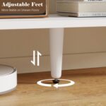 Turosur Wood TV Stand for 55 Inch TV, Mid Century Modern Entertainment Center with Adjustable Shelf, Sensor LED Light, 2 Cabinets, TV Media Console for Living Room Bedroom White - Image 9