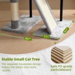 Gitelsnour Cat Tree for Indoor Cats, Cat Tower with Scratching Post for Small Cats and Kittens, Cat House with Removable Top Platform and Fluffy Balls, Hanging Cat Basket, Light Gray GCT006SW - Image 5
