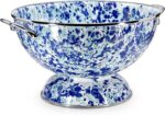 Golden Rabbit Enamelware Large Colander, 5 quart, Ocean | Carbon Steel Core with Porcelain Enamel Finish, Stainless Steel Rim & Handles, Ideal Food Strainer for Fruits & Vegetables - Image 2