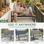 Shintenchi 2-Person Outdoor Glider Bench with Breathable Fabric, Steel Frame Patio Swing Chair, Ergonomic Design Metal Rocking Bench Loveseat for Patio, Backyard, Poolside, Gray - Image 7