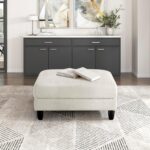 Lexicon Modern Ottoman, Foot Stools, Living Room Foot Rest, Module for Sectional Sofa, 40" Microfiber Upholstery Square Ottoman for Living Room/Bedroom, Assembled, Beige - Image 9
