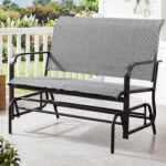 Shintenchi 2-Person Outdoor Glider Bench with Breathable Fabric, Steel Frame Patio Swing Chair, Ergonomic Design Metal Rocking Bench Loveseat for Patio, Backyard, Poolside, Gray - Image 2