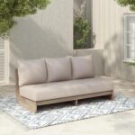 Christopher Knight Home Poppy Acacia Wood Outdoor 3 Seater Sofa with Cushion, Wooden Patio Sofa Couch with Cushion, Comfy Armless Cloud Sofa Couch, Patio Furniture Sofa Set, Antique Grey+Grey - Image 2