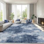 AMADA HOMEFURNISHING 8x10 Area Rugs for Living Room, Modern Washable Rug with Non-Slip Backing & Low Pile, Large Rug with Abstract Print Pattern for Bedroom, Dinning Room,Home Office, Dark Blue - Image 2