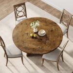 GarveeHome 47-Inch Round Large Dining Table, Wooden Kitchen Table Set for 4 to 6, Farmhouse Dinner Table with Wooden Top and Legs for Home Dining Room or Living Room - Rustic Brown(Only Table) - Image 5