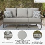 Signature Design by Ashley Visola Outdoor Patio Sofa with All-Weather Cushion and 2 Throw Pillows, Cleanable Performance Fabric, 19.88" Seat Height, Gray - Image 5