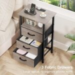Vagusicc Nightstand Set of 2 with Charging Station, Bedside Table with USB Ports and Outlet, End Table Side Table with 3 Fabric Drawer and Storage Shelf, Bed Side Table Night Stand for Bedroom, Greige - Image 9