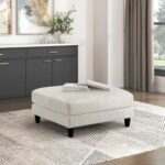 Lexicon Modern Ottoman, Foot Stools, Living Room Foot Rest, Module for Sectional Sofa, 40" Microfiber Upholstery Square Ottoman for Living Room/Bedroom, Assembled, Beige - Image 2