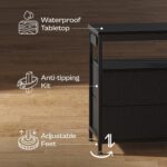 Huuger LED TV Stand for Bedroom, 47 Inch Dresser TV Stand for 43, 50, 55 Inch TV, Black TV Stand with Storage, Entertainment Center with Power Outlets, 6 Drawer Fabric Dresser for Living Room - Image 9