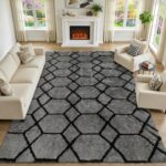 ONASAR Area Rugs for Bedroom Living Room, Fluffy 4x6 Grey and Black Bedside Rug for Nursery Kids Teen Dorm, Soft Shaggy Geometric Plush Fuzzy Indoor Floor Carpet for Home Decor Aesthetic - Image 8