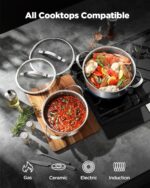 Pots and Pans Set Hybrid Stainless Steel, 10PC Nonstick Tri-Ply Cookware Set w/Frying pan, Dishwasher & Oven Safe, PFOA-Free, Metal Utensil Safe, Suitable for All Cooktops - Image 5