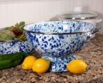 Golden Rabbit Enamelware Large Colander, 5 quart, Ocean | Carbon Steel Core with Porcelain Enamel Finish, Stainless Steel Rim & Handles, Ideal Food Strainer for Fruits & Vegetables - Image 3