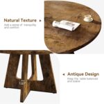 GarveeHome 47-Inch Round Large Dining Table, Wooden Kitchen Table Set for 4 to 6, Farmhouse Dinner Table with Wooden Top and Legs for Home Dining Room or Living Room - Rustic Brown(Only Table) - Image 7