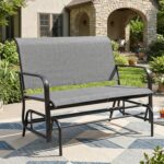 Shintenchi 2-Person Outdoor Glider Bench with Breathable Fabric, Steel Frame Patio Swing Chair, Ergonomic Design Metal Rocking Bench Loveseat for Patio, Backyard, Poolside, Gray - Image 8