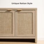SICOTAS TV Stand for Living Room Boho Entertainment Center for Bedroom with 4 Rattan Cabinets Farmhouse Television Stands with Storage Large Media Console Table for TVs up to 65 Inch - Image 5
