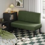 Yaheetech Small Mini Sofa Couch Armless Loveseat Futon for Bedroom, Corduroy Fabric & Easy Assembly, for Small Spaces Living Room,Dorm,Office,Apartment, Green - Image 3