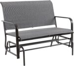 Shintenchi 2-Person Outdoor Glider Bench with Breathable Fabric, Steel Frame Patio Swing Chair, Ergonomic Design Metal Rocking Bench Loveseat for Patio, Backyard, Poolside, Gray - Image 9