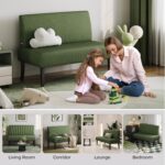 Yaheetech Small Mini Sofa Couch Armless Loveseat Futon for Bedroom, Corduroy Fabric & Easy Assembly, for Small Spaces Living Room,Dorm,Office,Apartment, Green - Image 8