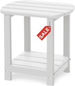 Adirondack Square Outdoor Side Table,2-Tier Storage Patio Side Table, HDPE End Tables for Backyard Pool Porch Garden Lawn - Image 2