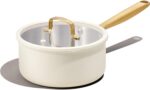 CAROTE 2Qt Stainless Steel Saucepan, Non-Toxic Cookware with Lids,Outer Ceramic Layer,Small Cooking Pot, Even Heating, Fits All Stoves,Oven & Dishwasher Safe,White - Image 2
