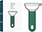 KITCHENDAO Swivel Vegetable Potato Peeler for Kitchen, Japanese Stainless Steel Sharp Blade, Heavy Duty Die-cast Construction Y Peeler, Built-in Eye Remover, Soft-touch Handle, Dishwasher Safe, Green - Image 2