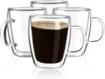 YUNCANG Double Wall Coffee Mugs, (4-Pcak) 16 Ounces-Clear Glass Cups with Handle,lnsulated,Cappuccino,Tea,Latte Cups,Beverage Glasses Heat Resistant - Image 2