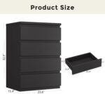 Jocoevol 4 Drawer Dresser for Bedroom, Black Dresser Chest of Drawers - Large Wood Dressers TV Stand with Deep Drawers Dressers for Living Room, Hallway, Entryway - Black - Image 3