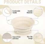 3 Pack Collapsible Colander with Strainer Bowl Set, 11 & 13 In BPA-Free Silicone Colanders for Kitchen, Heat-Resistant Strainer Dishwasher Safe Baskets for Vegetable Fruits(White) - Image 4