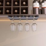 Wine Glass Holder Under Shelf or Cabinet, Stainless Steel 16.5 Inch Stemware Rack, Glassware Drying Hanger, Metal Hanging Organizer for Bar Restaurant, Matte Black, 4 Row - Image 4