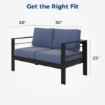 Wisteria Lane Aluminum Outdoor Sofa, 2 Seats Patio Couch All-Weather Rust-Proof Modern Metal Patio Furniture with 5" Thick Olefin Cushions, Light Grey - Image 3