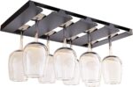 Wine Glass Holder Under Shelf or Cabinet, Stainless Steel 16.5 Inch Stemware Rack, Glassware Drying Hanger, Metal Hanging Organizer for Bar Restaurant, Matte Black, 4 Row - Image 2
