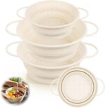 3 Pack Collapsible Colander with Strainer Bowl Set, 11 & 13 In BPA-Free Silicone Colanders for Kitchen, Heat-Resistant Strainer Dishwasher Safe Baskets for Vegetable Fruits(White) - Image 2