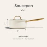 CAROTE 2Qt Stainless Steel Saucepan, Non-Toxic Cookware with Lids,Outer Ceramic Layer,Small Cooking Pot, Even Heating, Fits All Stoves,Oven & Dishwasher Safe,White - Image 3