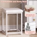 27.5" Small Vanity Desk with Mirror & Chair, Compact Makeup Vanity Set with Chair, Small Dressing Table with 3 Fabric Drawers for Bedroom, Make up Table with Stool for Girls, Kids, Teens, White - Image 5