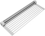 Surpahs 20.5 x 13.1 Inch Roll-Up Dish Drying Rack, Fits Across Sink Openings up to 19.5 Inches, Heavy-Duty Premium Silicone, Strong Support, Non-Slip, Heat-Resistant, Warm Gray - Image 2