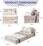 MAXYOYO Folding Sofa Bed, Convertible Sofa Bed with High-Density Support Foam, Portable 4 in 1 Fold Out Chair to Floor Lounger, Versatile Floor Couch for Living Room Bedroom, Beige - Image 4
